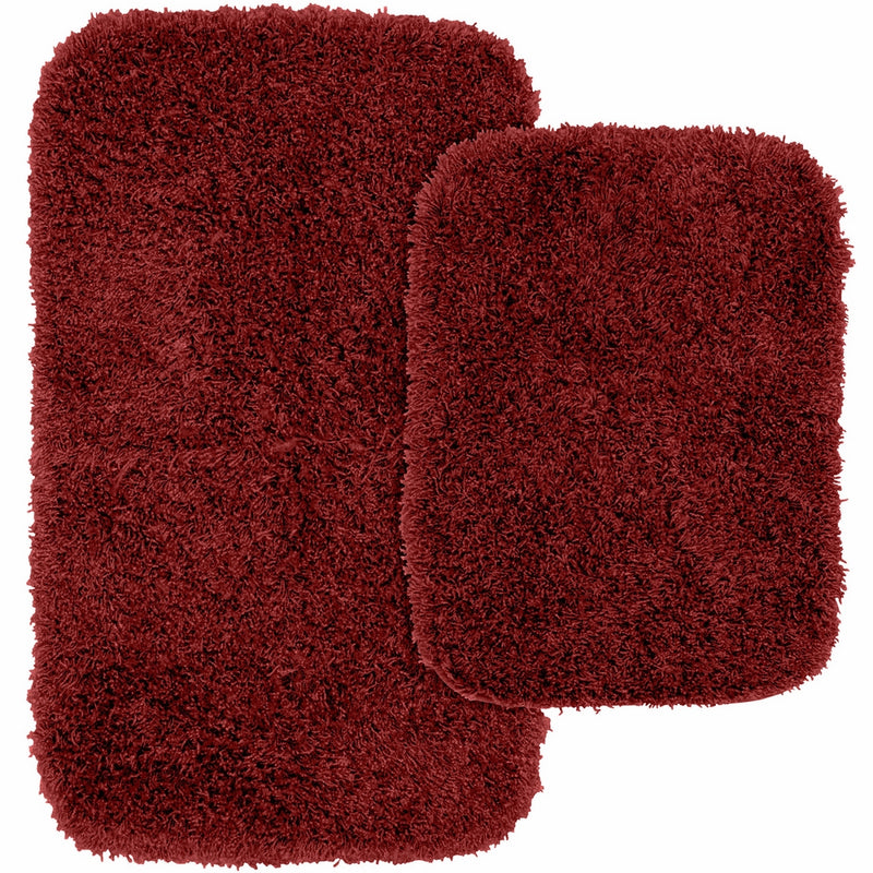 Garland Rug 2-Piece Jazz Shaggy Washable Nylon Bathroom Rug Set, Chili Pepper Red