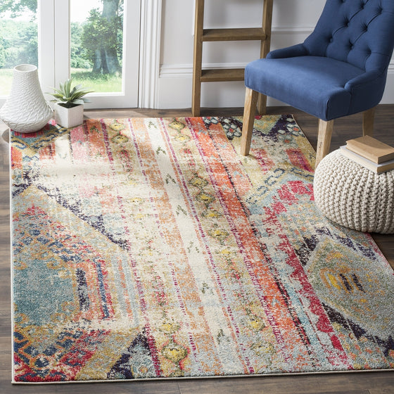 Safavieh Monaco Collection MNC222F Modern Bohemian Multicolored Distressed Area Rug (4' x 5'7)