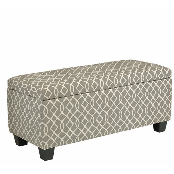 Cortesi Home Kiki Fabric Storage Long Bench Ottoman, Grey