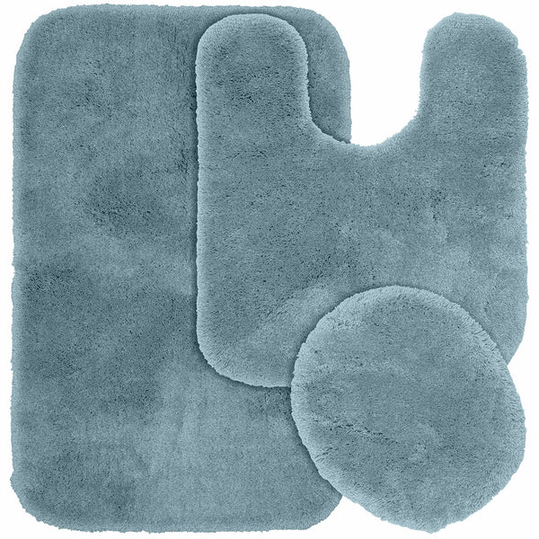 Garland Rug 3-Piece Finest Luxury Ultra Plush Washable Nylon Bathroom Rug Set, Basin Blue