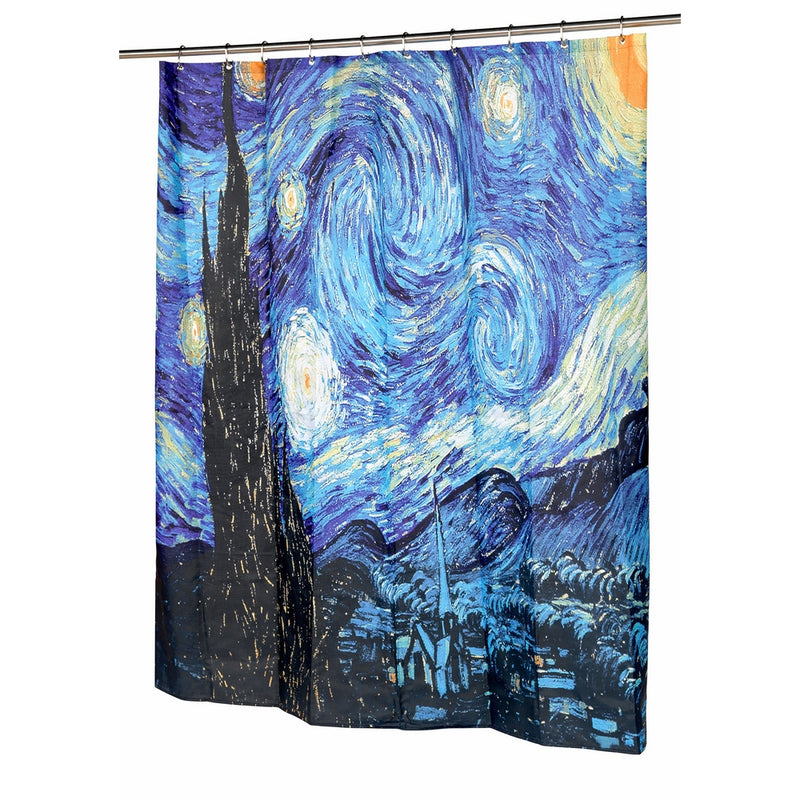 Carnation Home Fashions The Starry Night Fabric Shower Curtain, 72"L x 70"W