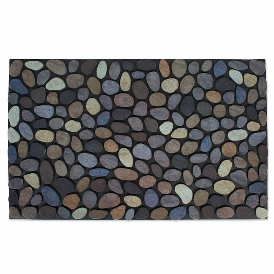 Non-Slip Outdoor/Indoor Printed Flocked Doormat, 18x30", Heavy Duty Entry Way Shoes Scraper Patio Rug Dirt Debris Mud Trapper Waterproof-Pebbles