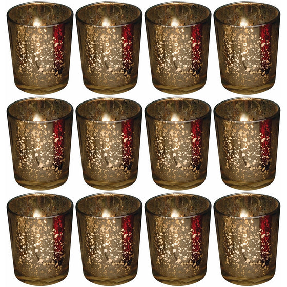 Biedermann Rustic Glass Votive Holder, Gold, Set of 12