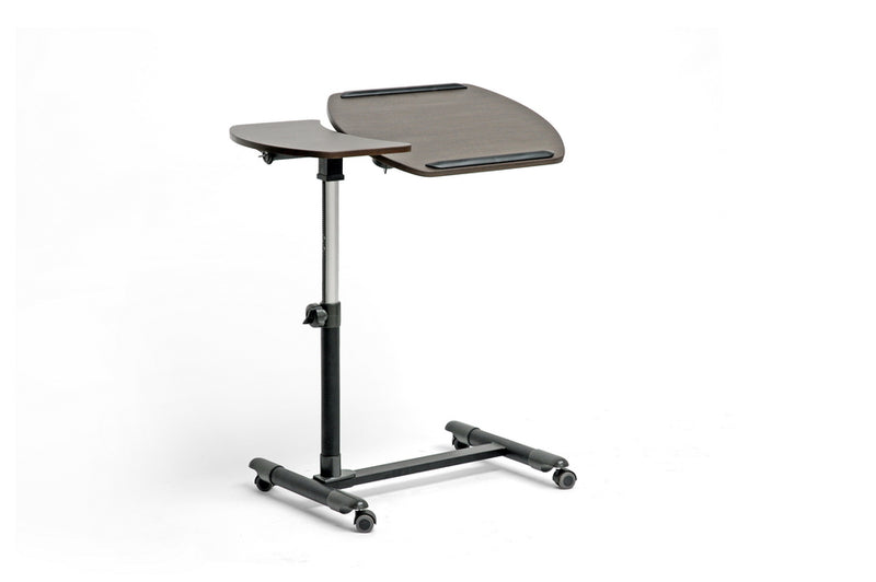 Baxton Studio Olsen Brown Wheeled Laptop Tray Table with Tilt Control
