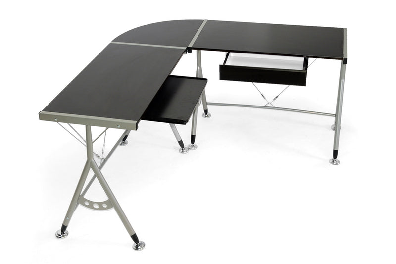Baxton Studio Elburn Dark Brown L-Shaped Modern Computer Desk