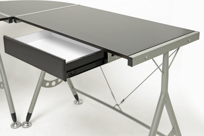 Baxton Studio Elburn Dark Brown L-Shaped Modern Computer Desk
