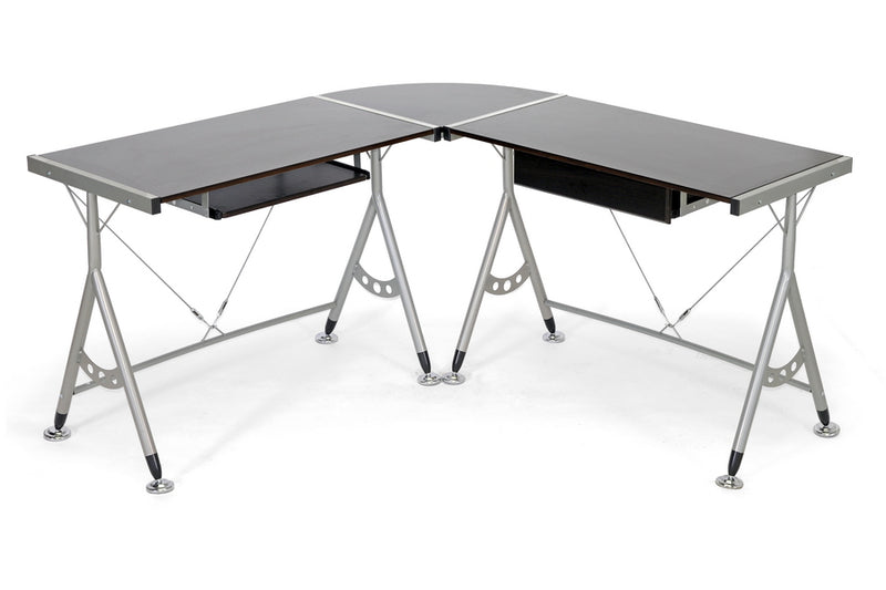 Baxton Studio Elburn Dark Brown L-Shaped Modern Computer Desk