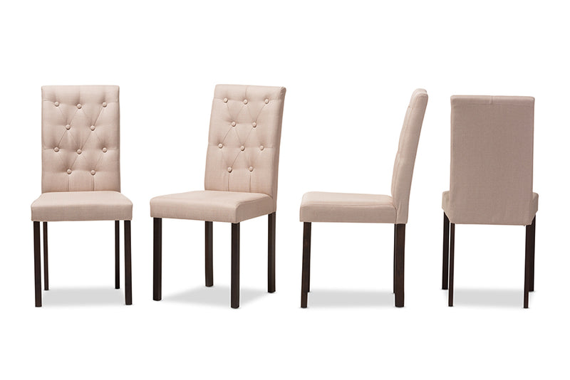 Baxton Studio Gardner Modern and Contemporary Dark Brown Finished Beige Fabric Upholstered Dining Chair (Set of 4)