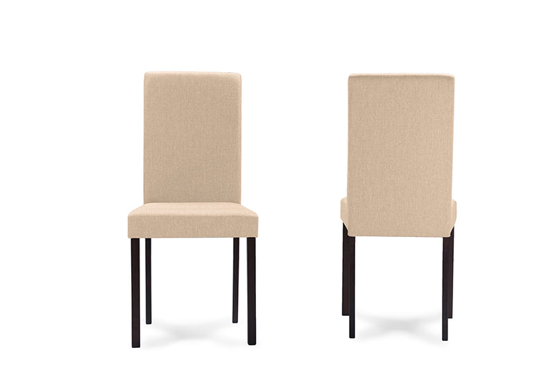 Baxton Studio Andrew Contemporary Espresso Wood Beige Fabric Dining Chair (Set of 4)