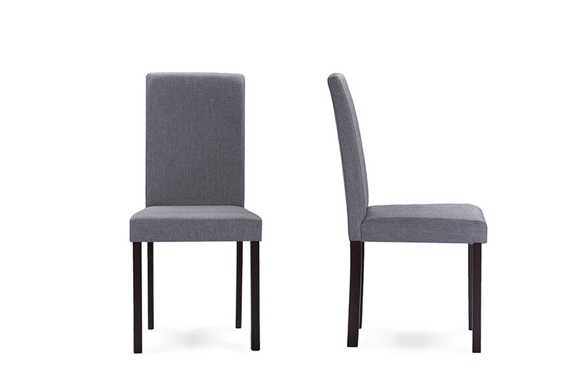 Baxton Studio Andrew Contemporary Espresso Wood Grey Fabric Dining Chair (Set of 4)