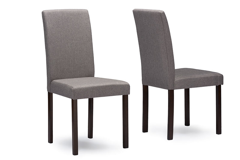 Baxton Studio Andrew Contemporary Espresso Wood Grey Fabric Dining Chair (Set of 4)