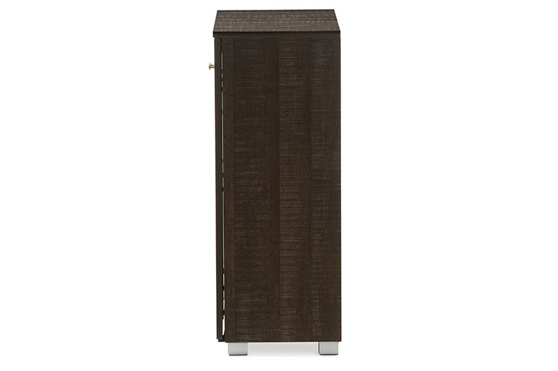 Baxton Studio Mason Modern and Contemporary Dark Brown Multipurpose Storage Cabinet Sideboard with Two Class Doors