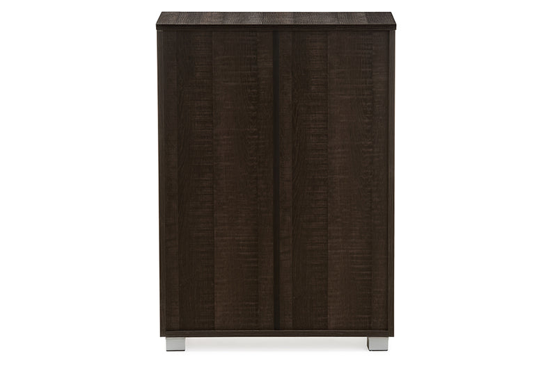 Baxton Studio Mason Modern and Contemporary Dark Brown Multipurpose Storage Cabinet Sideboard with Two Class Doors