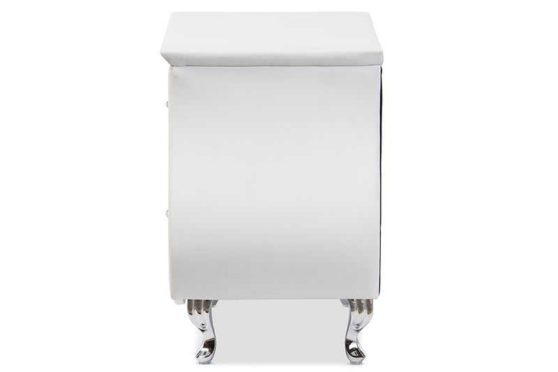 Baxton Studio Erin Modern and Contemporary White Faux Leather Upholstered Nightstand