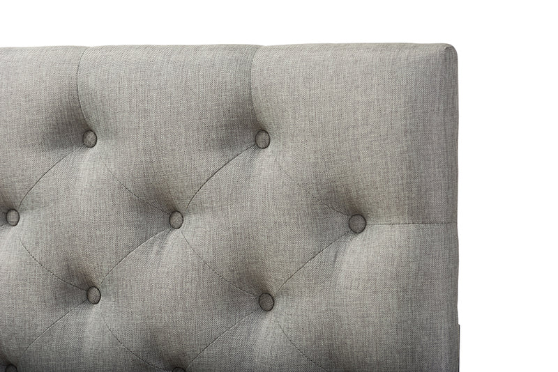 Baxton Studio Viviana Modern and Contemporary Grey Fabric Upholstered Button-tufted Queen Size Headboard