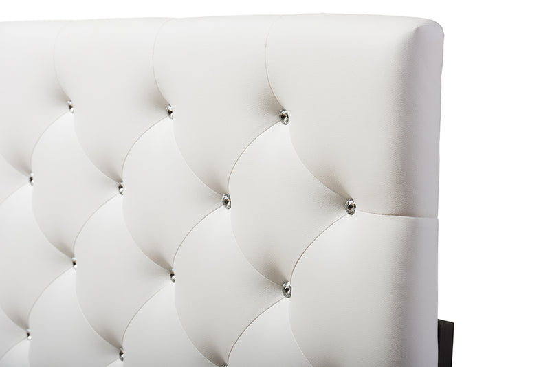 Baxton Studio Viviana Modern and Contemporary White Faux Leather Upholstered Button-tufted Queen Size Headboard