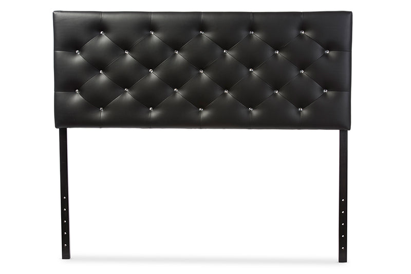 Baxton Studio Viviana Modern and Contemporary Black Faux Leather Upholstered Button-tufted Queen Size Headboard