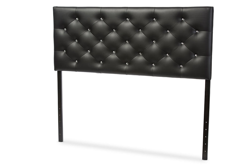 Baxton Studio Viviana Modern and Contemporary Black Faux Leather Upholstered Button-tufted Full Size Headboard