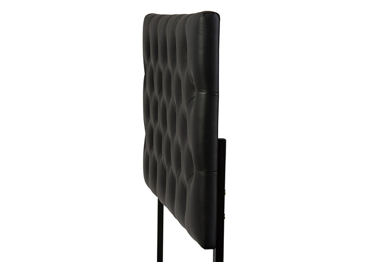 Baxton Studio Viviana Modern and Contemporary Black Faux Leather Upholstered Button-tufted Queen Size Headboard