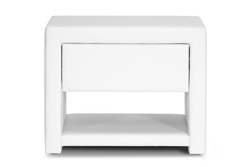 Baxton Studio Massey White Upholstered Modern Nightstand