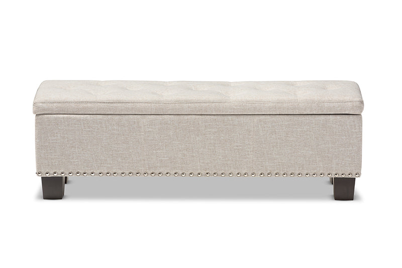 Baxton Studio Hannah Modern and Contemporary Beige Fabric Upholstered Button-Tufting Storage Ottoman Bench