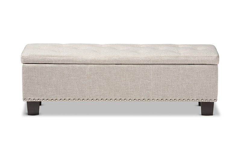 Baxton Studio Hannah Modern and Contemporary Beige Fabric Upholstered Button-Tufting Storage Ottoman Bench