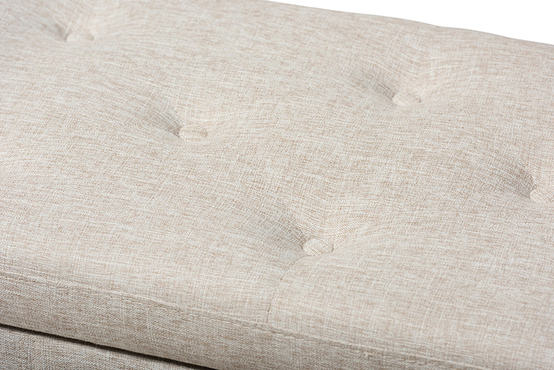 Baxton Studio Hannah Modern and Contemporary Beige Fabric Upholstered Button-Tufting Storage Ottoman Bench