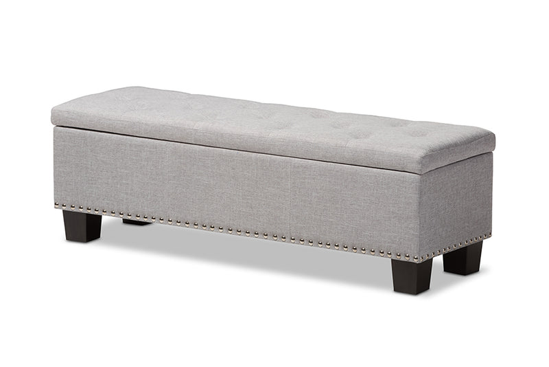 Baxton Studio Hannah Modern and Contemporary Grayish Beige Fabric Upholstered Button-Tufting Storage Ottoman Bench