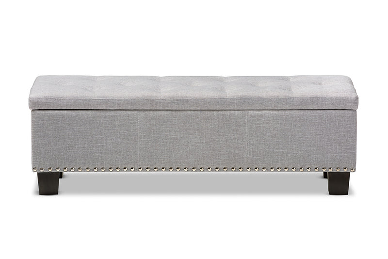 Baxton Studio Hannah Modern and Contemporary Grayish Beige Fabric Upholstered Button-Tufting Storage Ottoman Bench