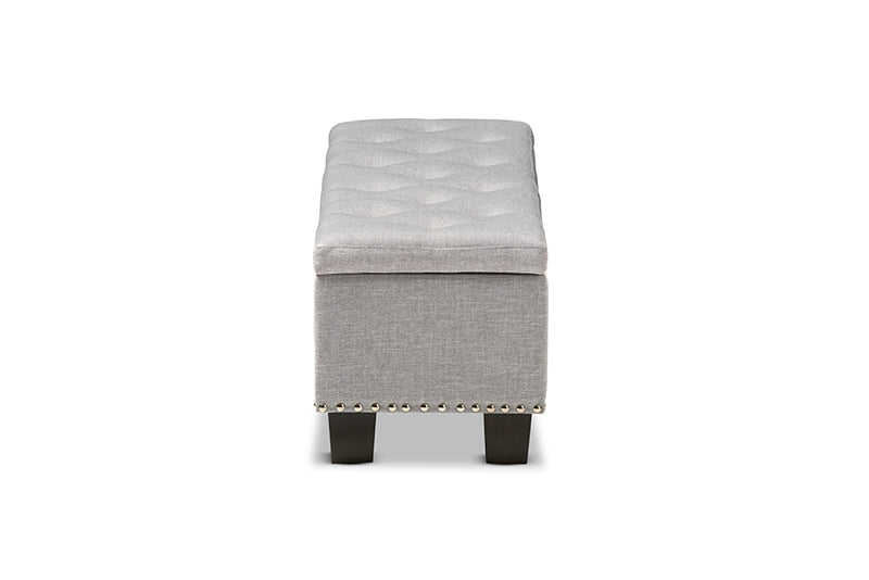 Baxton Studio Hannah Modern and Contemporary Grayish Beige Fabric Upholstered Button-Tufting Storage Ottoman Bench