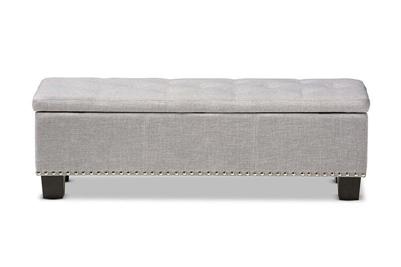 Baxton Studio Hannah Modern and Contemporary Grayish Beige Fabric Upholstered Button-Tufting Storage Ottoman Bench