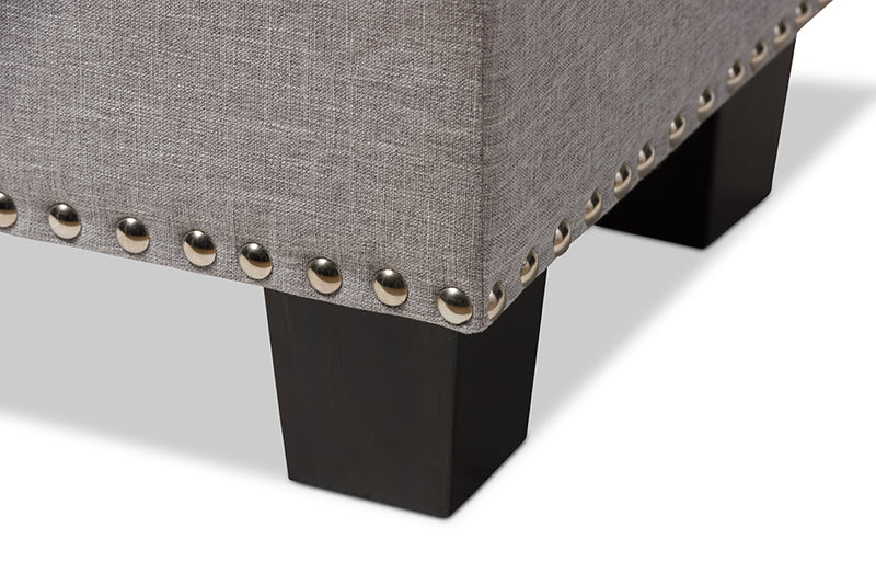 Baxton Studio Hannah Modern and Contemporary Grayish Beige Fabric Upholstered Button-Tufting Storage Ottoman Bench