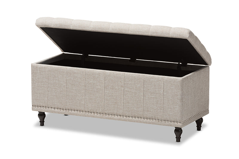 Baxton Studio Kaylee Modern Classic Beige Fabric Upholstered Button-Tufting Storage Ottoman Bench