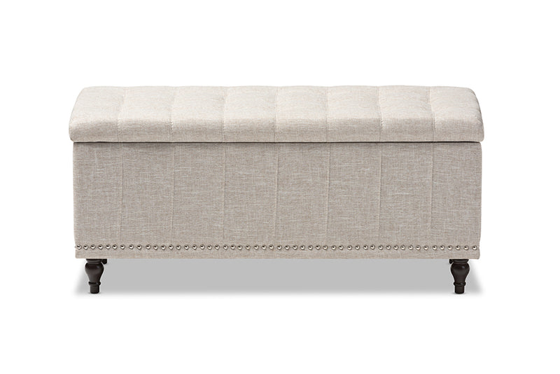 Baxton Studio Kaylee Modern Classic Beige Fabric Upholstered Button-Tufting Storage Ottoman Bench