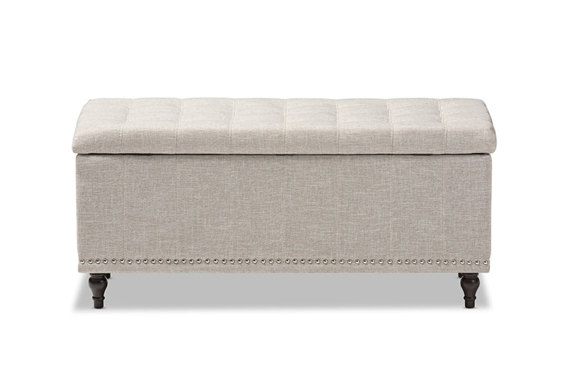 Baxton Studio Kaylee Modern Classic Beige Fabric Upholstered Button-Tufting Storage Ottoman Bench