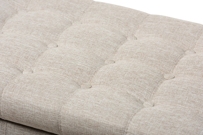 Baxton Studio Kaylee Modern Classic Beige Fabric Upholstered Button-Tufting Storage Ottoman Bench