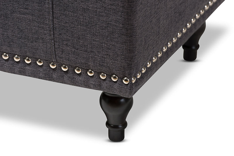 Baxton Studio Kaylee Modern Classic Dark Grey Fabric Upholstered Button-Tufting Storage Ottoman Bench