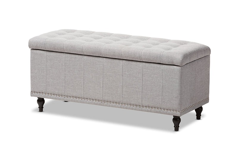 Baxton Studio Kaylee Modern Classic Grayish Beige Fabric Upholstered Button-Tufting Storage Ottoman Bench