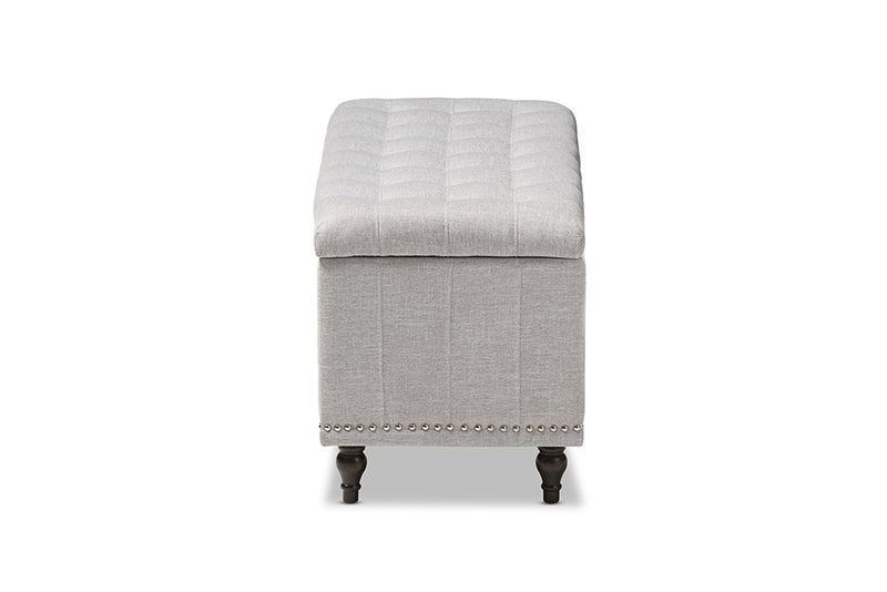 Baxton Studio Kaylee Modern Classic Grayish Beige Fabric Upholstered Button-Tufting Storage Ottoman Bench