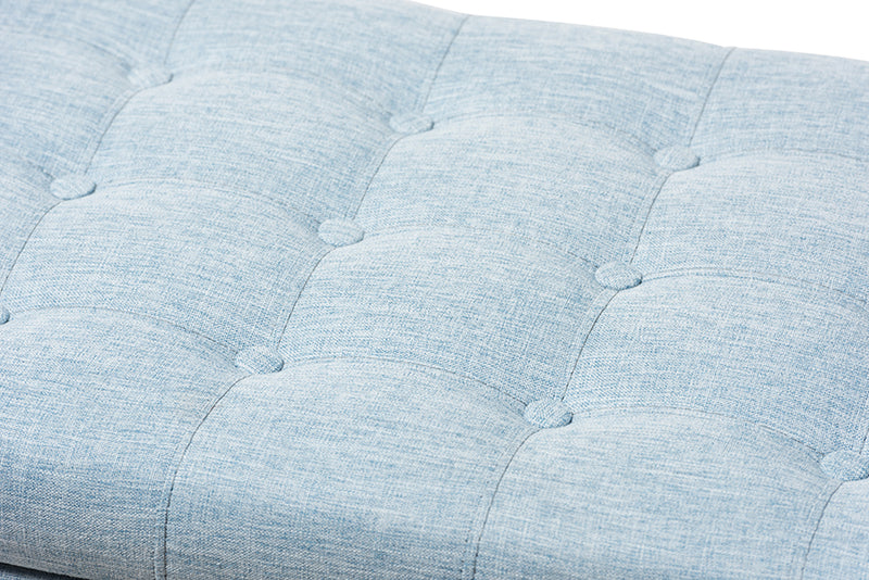Baxton Studio Kaylee Modern Classic Light Blue Fabric Upholstered Button-Tufting Storage Ottoman Bench
