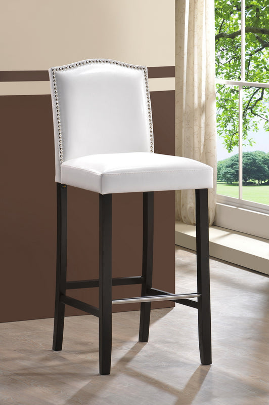 Baxton Studio Libra White Modern Bar Stool with Nail Head Trim (Set of 2)