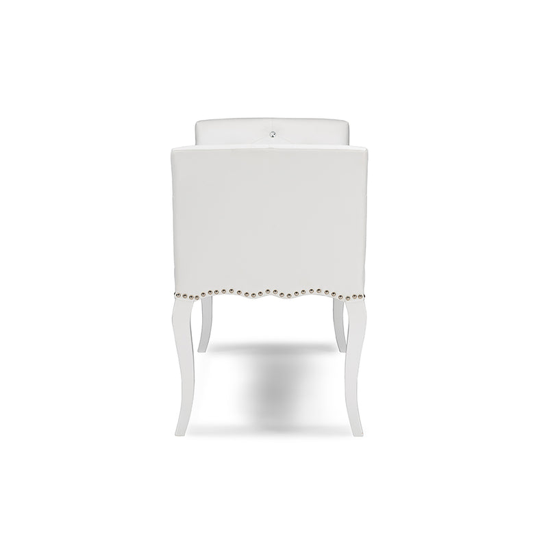 Baxton Studio Kristy Modern and Contemporary White Faux Leather Classic Seating Bench