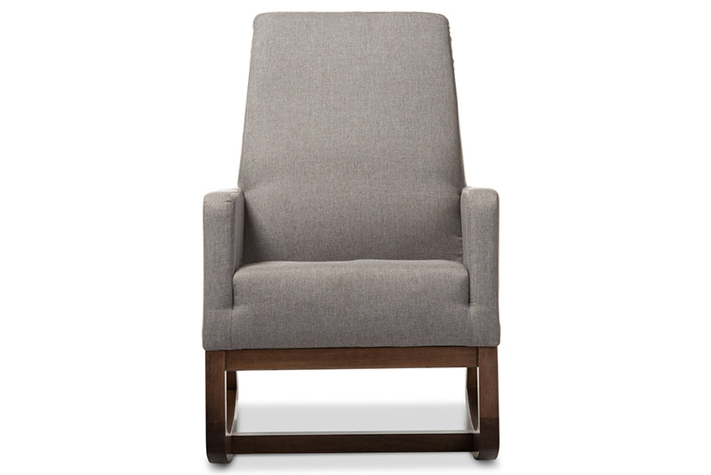 Baxton Studio Yashiya Mid-century Retro Modern Grey Fabric Upholstered Rocking Chair