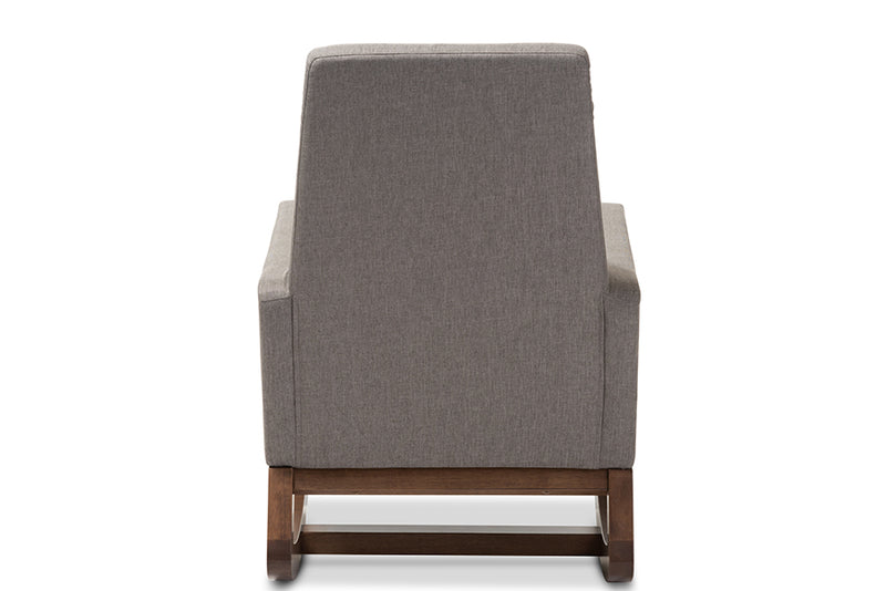 Baxton Studio Yashiya Mid-century Retro Modern Grey Fabric Upholstered Rocking Chair