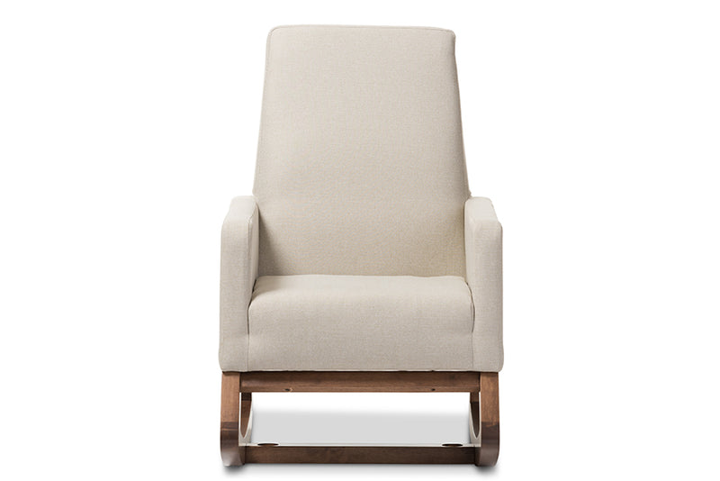 Baxton Studio Yashiya Mid-century Retro Modern Light Beige Fabric Upholstered Rocking Chair