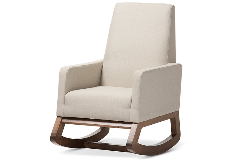 Baxton Studio Yashiya Mid-century Retro Modern Light Beige Fabric Upholstered Rocking Chair