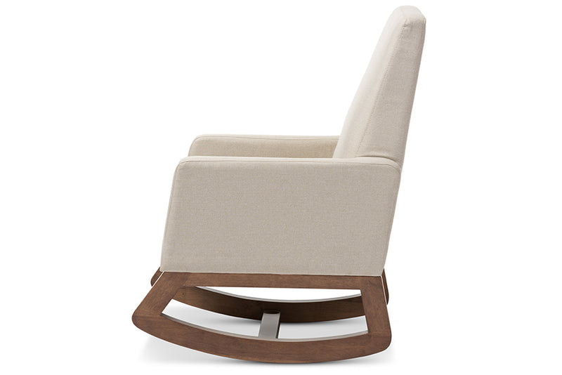 Baxton Studio Yashiya Mid-century Retro Modern Light Beige Fabric Upholstered Rocking Chair