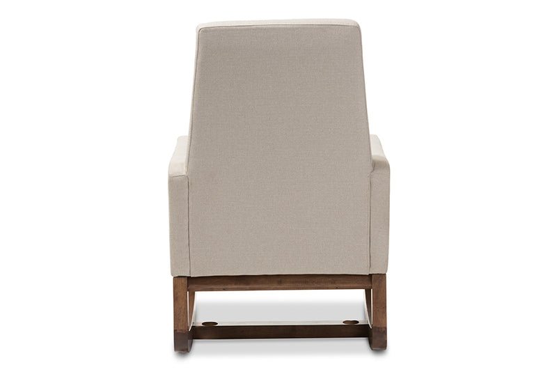 Baxton Studio Yashiya Mid-century Retro Modern Light Beige Fabric Upholstered Rocking Chair
