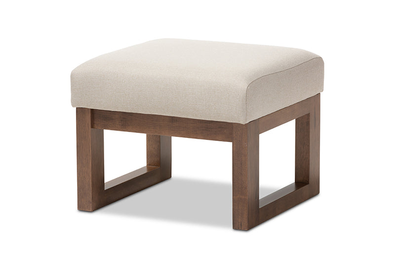 Baxton Studio Yashiya Mid-century Retro Modern Light Beige Fabric Upholstered Ottoman Stool