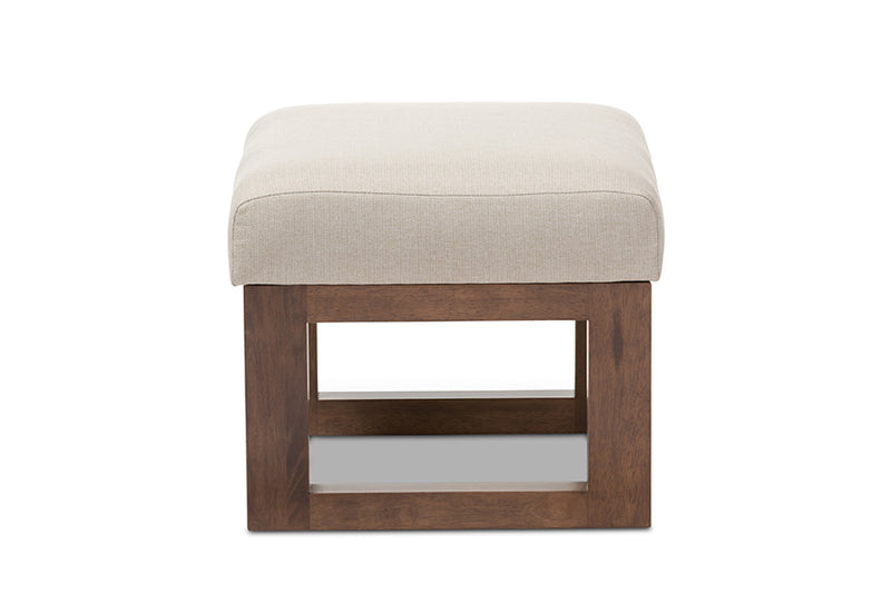 Baxton Studio Yashiya Mid-century Retro Modern Light Beige Fabric Upholstered Ottoman Stool